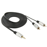 สายเสียงแจ็ค 3.5 มม. สเตอริโอเป็น 2 RCA ตัวผู้ ความยาว 3 ม., 2 RCA ความยาว 3 ม.