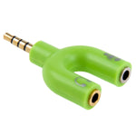 อะแดปเตอร์แยกสัญญาณเสียงสเตอริโอ 3.5mm ตัวผู้ เป็นแจ็คหูฟังและไมโครโฟน 3.5mm ตัวเมีย