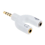 อะแดปเตอร์แยกสัญญาณเสียงสเตอริโอ 3.5mm ตัวผู้ เป็นแจ็คหูฟังและไมโครโฟน 3.5mm ตัวเมีย