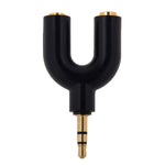 อะแดปเตอร์แยกสัญญาณเสียงสเตอริโอ 3.5mm ตัวผู้ เป็นแจ็คสเตอริโอ 3.5mm ตัวเมียคู่