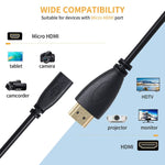 สายอะแดปเตอร์ HDMI ตัวผู้ 20cm เป็น Micro HDMI ตัวเมีย, HDMI เป็น Micro HDMI