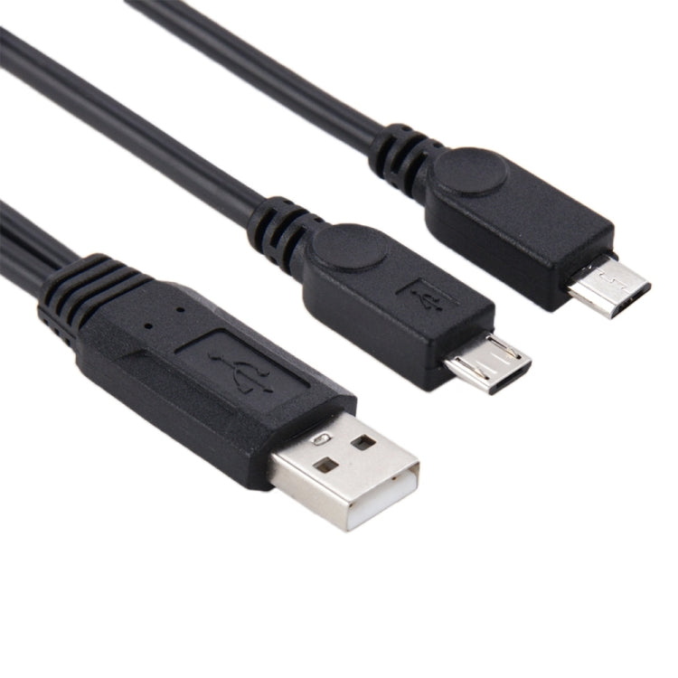 สาย USB 2.0 ตัวผู้ เป็นสาย Micro USB ตัวผู้ 2 เส้น ความยาวประมาณ 30cm, USB 2.0 AM เป็น 2 Micro USB