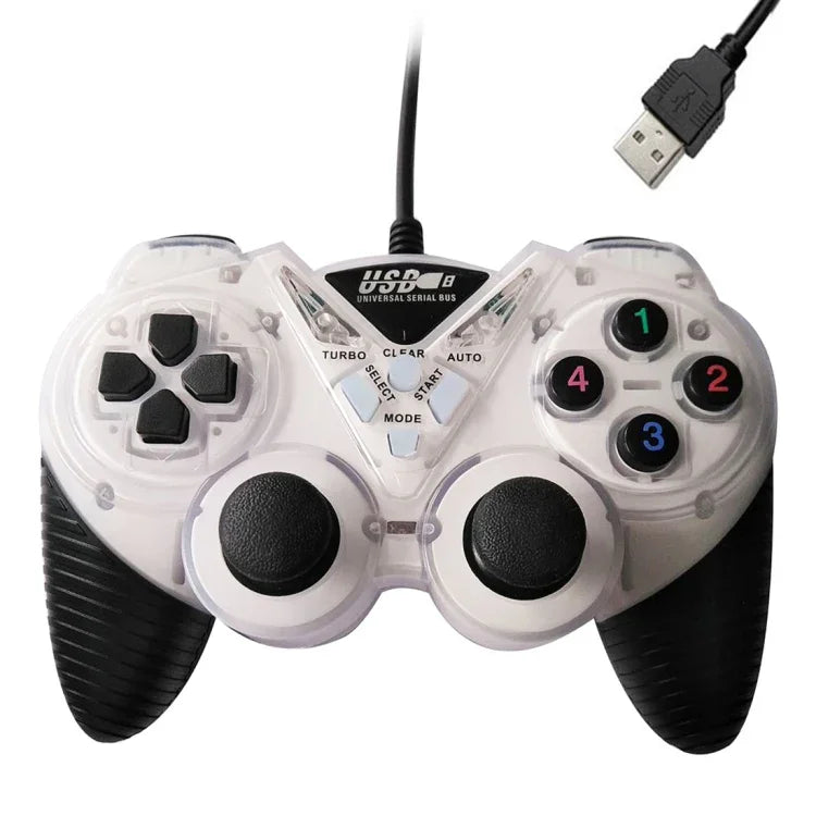 จอยสติ๊กเกมแพดมีสายสำหรับ PC USB จอยสติ๊กเกม (สีขาว)