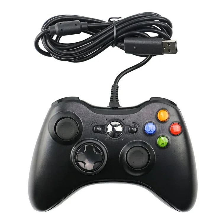 จอยสติ๊กเกมแพดมีสาย USB 2.0 สำหรับ XBOX360, เสียบแล้วเล่น, ความยาวสาย: 2.5 ม., สำหรับ XBOX360, สำหรับ XBOX360 (สีดำ)