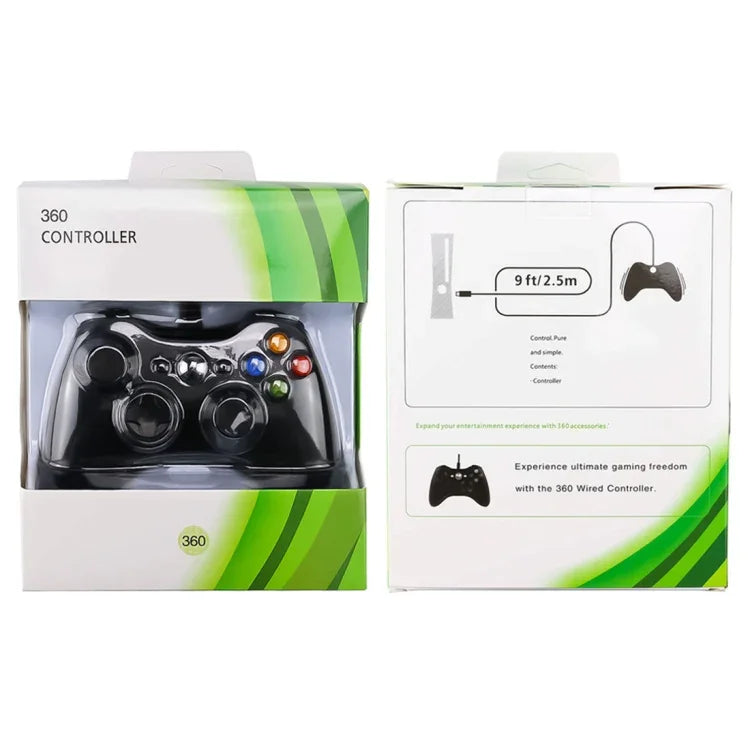 จอยสติ๊กเกมแพดมีสาย USB 2.0 สำหรับ XBOX360, เสียบแล้วเล่น, ความยาวสาย: 2.5 ม., สำหรับ XBOX360, สำหรับ XBOX360 (สีดำ)