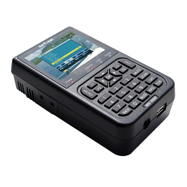 SATLINK WS6906 เครื่องวัดดาวเทียมดิจิตอลพกพาหน้าจอสี LCD ขนาด 3.5 นิ้ว, WS6906