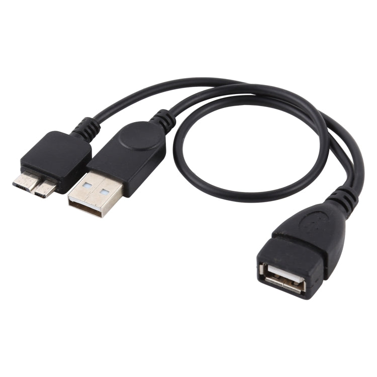 สาย USB 2.0 AF เป็น Micro-B + USB 2.0 OTG สำหรับ Samsung Galaxy Note III / N9000, พร้อมพาวเวอร์, ความยาว: 24 ซม. (สีดำ)
