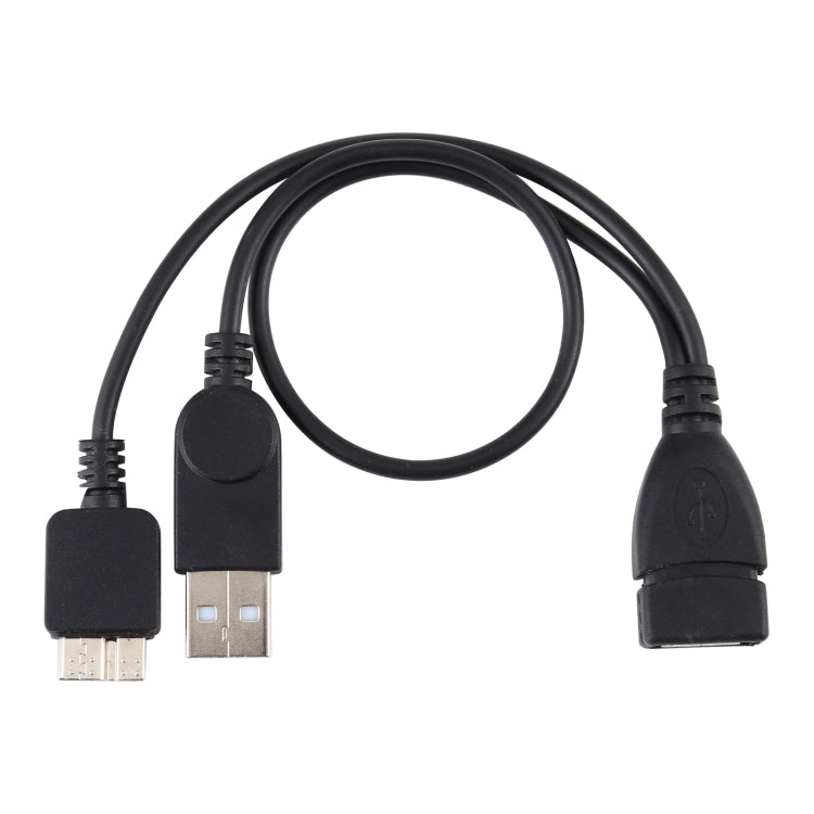 สาย USB 2.0 AF เป็น Micro-B + USB 2.0 OTG สำหรับ Samsung Galaxy Note III / N9000, พร้อมพาวเวอร์, ความยาว: 24 ซม. (สีดำ)