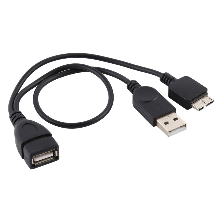 สาย USB 2.0 AF เป็น Micro-B + USB 2.0 OTG สำหรับ Samsung Galaxy Note III / N9000, พร้อมพาวเวอร์, ความยาว: 24 ซม. (สีดำ)