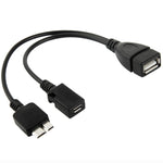 สาย USB AF เป็น Micro USB 3.0 + Micro USB 2.0 สำหรับ Galaxy Note III / N9000, ความยาว: 20 ซม. (สีดำ)