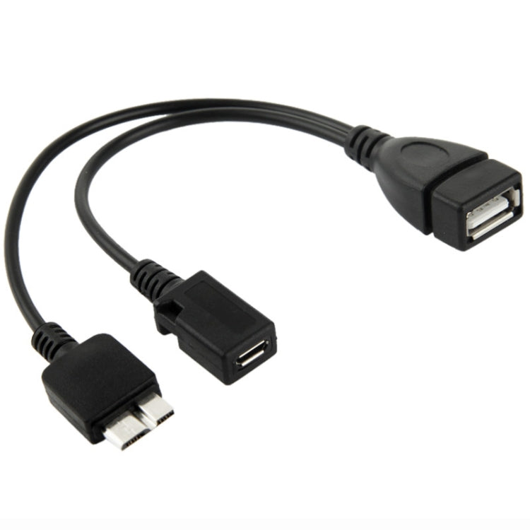 สาย USB AF เป็น Micro USB 3.0 + Micro USB 2.0 สำหรับ Galaxy Note III / N9000, ความยาว: 20 ซม. (สีดำ)