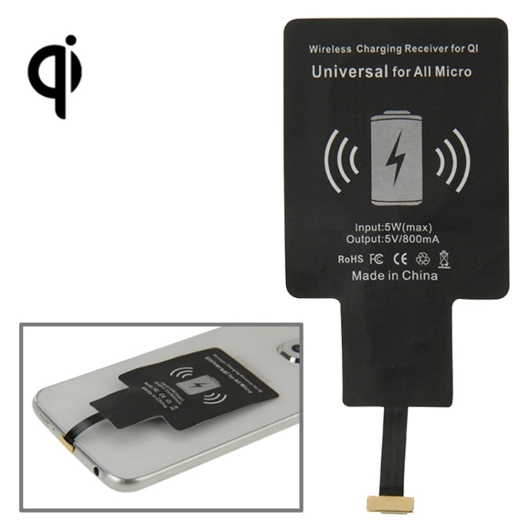 ตัวรับชาร์จไร้สายสำหรับ QI, ใช้ได้กับโทรศัพท์ Micro USB ทุกชนิด