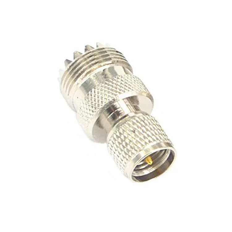 อะแดปเตอร์ขั้วต่อ Mini UHF ตัวผู้เป็น UHF ตัวเมีย สำหรับสายโคแอกเชียล RF, UHF ตัวผู้เป็น UHF ตัวเมีย