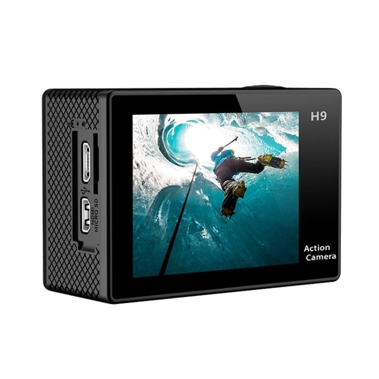 H9 กล้องกีฬา WiFi หน้าจอ LCD 2 นิ้ว 4K Ultra HD1080P 12MP, เลนส์มุมกว้าง 170 องศา, กันน้ำลึก 30 เมตร, H9 4K (สีดำ)
