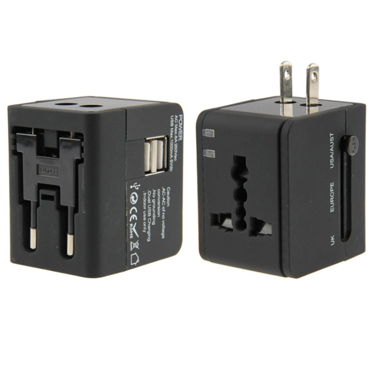 อะแดปเตอร์เดินทางอเนกประสงค์ปลั๊ก EU / AU / UK / US 2 USB 2.1A, 2.1A