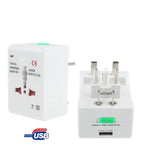 อะแดปเตอร์ปลั๊กไฟ AC สำหรับเดินทางแบบสากล US / EU / AU / UK พร้อมช่องชาร์จ USB