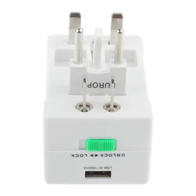อะแดปเตอร์ปลั๊กไฟ AC สำหรับเดินทางแบบสากล US / EU / AU / UK พร้อมช่องชาร์จ USB