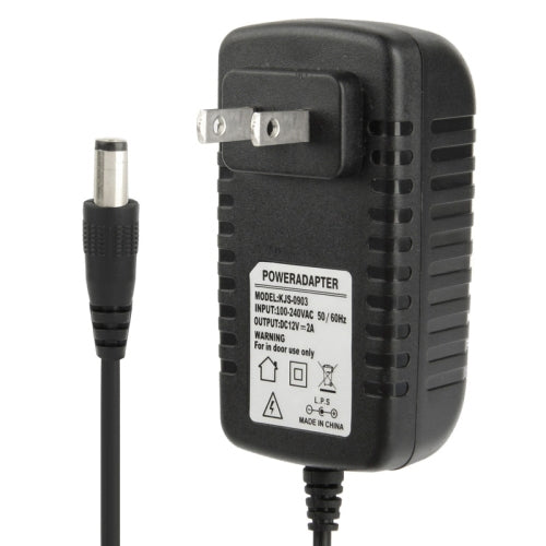 อะแดปเตอร์ไฟฟ้าคุณภาพสูง AC 100-240V เป็น DC 12V 2A ปลายสาย 5.5 x 2.1 มม. สายยาว 1 เมตร ปลั๊ก EU และ US