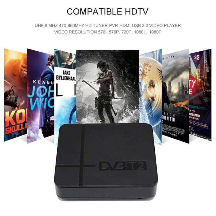 กล่องรับสัญญาณดิจิตอลภาคพื้นดิน HD DVB-T2 ขนาดเล็ก รองรับ USB / HDMI / MPEG4 / H.264
