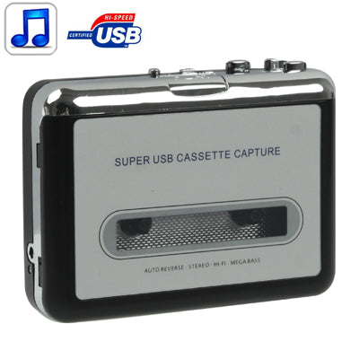 เครื่องแปลงเทปคาสเซ็ตเป็น MP3 USB สำหรับบันทึกเสียงเพลงจากเทป, สีดำ