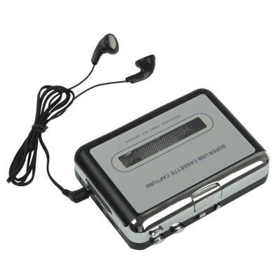 เครื่องแปลงเทปคาสเซ็ตเป็น MP3 USB สำหรับบันทึกเสียงเพลงจากเทป, สีดำ