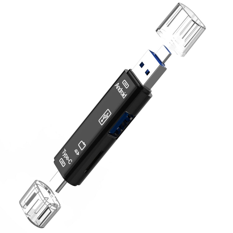 D-188 3 in 1 TF & USB เป็น Micro USB & Type-C Card Reader OTG Adapter Connector