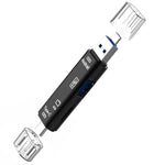 D-188 3 in 1 TF & USB เป็น Micro USB & Type-C Card Reader OTG Adapter Connector