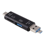 D-188 3 in 1 TF & USB เป็น Micro USB & Type-C Card Reader OTG Adapter Connector