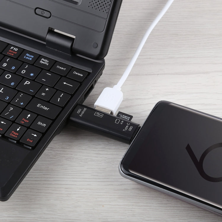 D-188 3 in 1 TF & USB เป็น Micro USB & Type-C Card Reader OTG Adapter Connector
