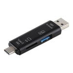 D-188 3 in 1 TF & USB เป็น Micro USB & Type-C Card Reader OTG Adapter Connector