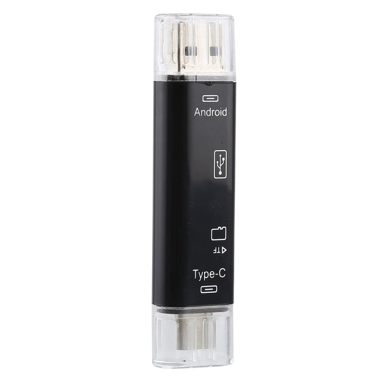 D-188 3 in 1 TF & USB เป็น Micro USB & Type-C Card Reader OTG Adapter Connector