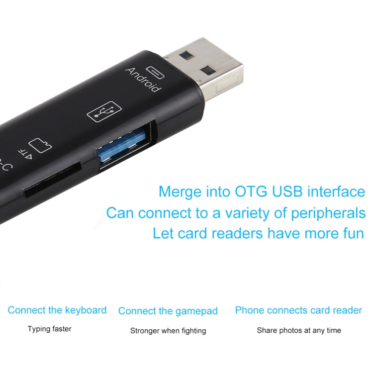 D-188 3 in 1 TF & USB เป็น Micro USB & Type-C Card Reader OTG Adapter Connector