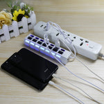 ฮับ USB 7 พอร์ต 2.0 ตัวแยก USB ความเร็วสูง 480Mbps พร้อมสวิตช์เปิด/ปิด / 7 ไฟ LED, 7 พอร์ต (สีขาว), 7 พอร์ต (สีดำ)