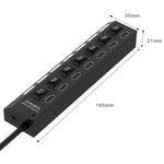 ฮับ USB 7 พอร์ต 2.0 ตัวแยก USB ความเร็วสูง 480Mbps พร้อมสวิตช์เปิด/ปิด / 7 ไฟ LED, 7 พอร์ต (สีขาว), 7 พอร์ต (สีดำ)