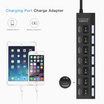 ฮับ USB 7 พอร์ต 2.0 ตัวแยก USB ความเร็วสูง 480Mbps พร้อมสวิตช์เปิด/ปิด / 7 ไฟ LED, 7 พอร์ต (สีขาว), 7 พอร์ต (สีดำ)