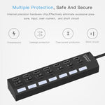 ฮับ USB 7 พอร์ต 2.0 ตัวแยก USB ความเร็วสูง 480Mbps พร้อมสวิตช์เปิด/ปิด / 7 ไฟ LED, 7 พอร์ต (สีขาว), 7 พอร์ต (สีดำ)