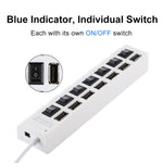 ฮับ USB 7 พอร์ต 2.0 ตัวแยก USB ความเร็วสูง 480Mbps พร้อมสวิตช์เปิด/ปิด / 7 ไฟ LED, 7 พอร์ต (สีขาว), 7 พอร์ต (สีดำ)