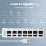 ฮับ USB 7 พอร์ต 2.0 ตัวแยก USB ความเร็วสูง 480Mbps พร้อมสวิตช์เปิด/ปิด / 7 ไฟ LED, 7 พอร์ต (สีขาว), 7 พอร์ต (สีดำ)