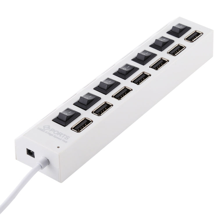 ฮับ USB 7 พอร์ต 2.0 ตัวแยก USB ความเร็วสูง 480Mbps พร้อมสวิตช์เปิด/ปิด / 7 ไฟ LED, 7 พอร์ต (สีขาว), 7 พอร์ต (สีดำ)