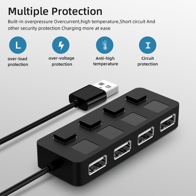 ฮับ USB 2.0 4 พอร์ต พร้อมสวิตช์ 4 ตัว, 4 พอร์ตพร้อมสวิตช์ 4 ตัว (สีดำ), 4 พอร์ตพร้อมสวิตช์ 4 ตัว (สีขาว)