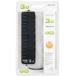 ฮับ USB 3.0 7 พอร์ต พร้อมสวิตช์แยกสำหรับแต่ละพอร์ตข้อมูล, 7 พอร์ต (สีดำ)