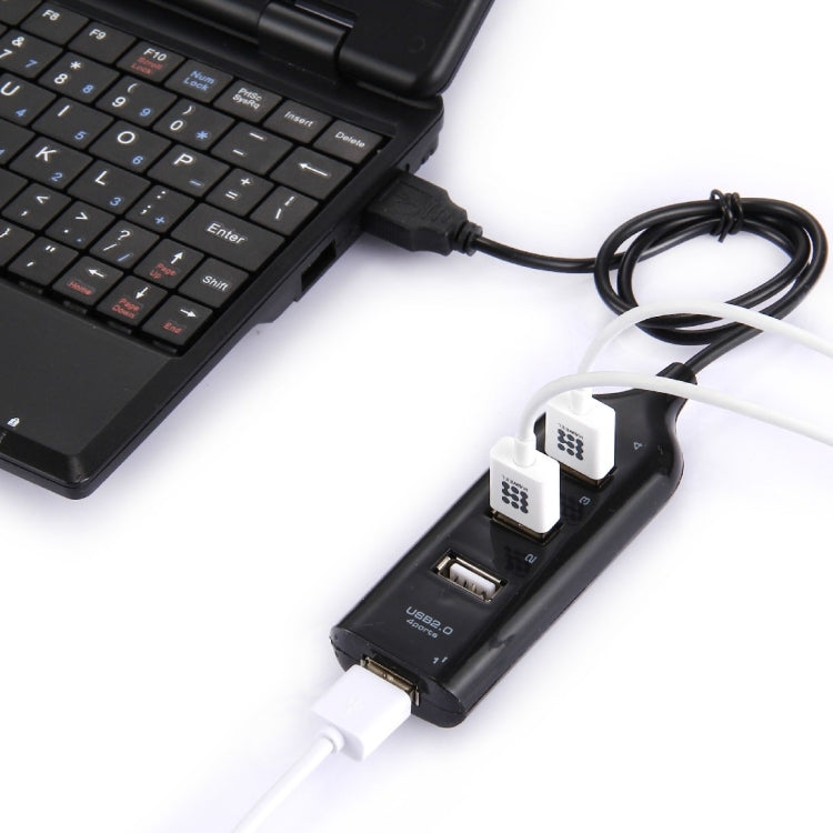 ฮับ USB 2.0 4 พอร์ต ความยาวสาย: 30 ซม., 4 พอร์ต (สีดำ), 4 พอร์ต (สีขาว)