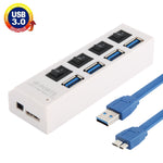 ฮับ USB 3.0 4 พอร์ต ความเร็วสูง 5Gbps เสียบใช้งานได้ทันที รองรับ 1TB, 4 พอร์ต (สีดำ), 4 พอร์ต (สีขาว)