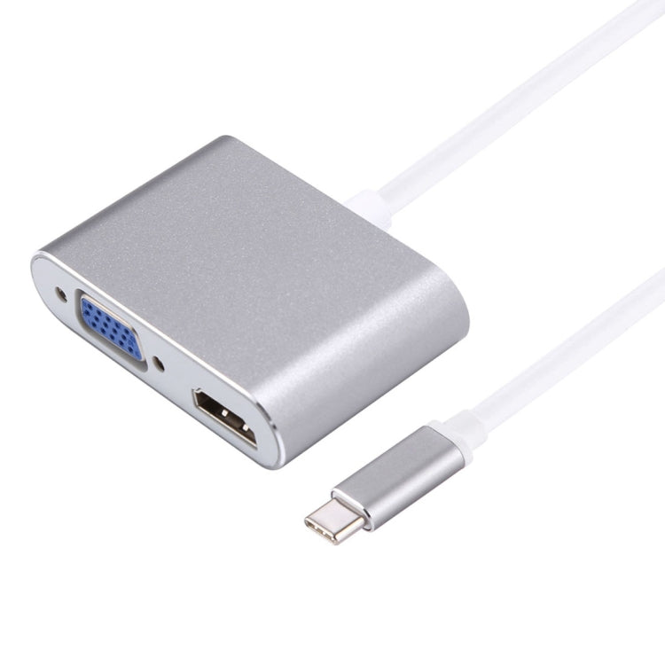 อะแดปเตอร์แยกสาย 2 in 1 VGA & HDMI ตัวเมียเป็น USB-C / Type-C ตัวผู้, VGA+HDMI