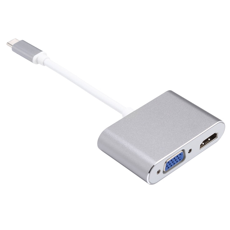 อะแดปเตอร์แยกสาย 2 in 1 VGA & HDMI ตัวเมียเป็น USB-C / Type-C ตัวผู้, VGA+HDMI