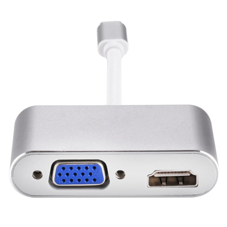 อะแดปเตอร์แยกสาย 2 in 1 VGA & HDMI ตัวเมียเป็น USB-C / Type-C ตัวผู้, VGA+HDMI