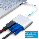 อะแดปเตอร์แยกสาย 2 in 1 VGA & HDMI ตัวเมียเป็น USB-C / Type-C ตัวผู้, VGA+HDMI