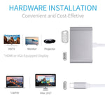 อะแดปเตอร์แยกสาย 2 in 1 VGA & HDMI ตัวเมียเป็น USB-C / Type-C ตัวผู้, VGA+HDMI