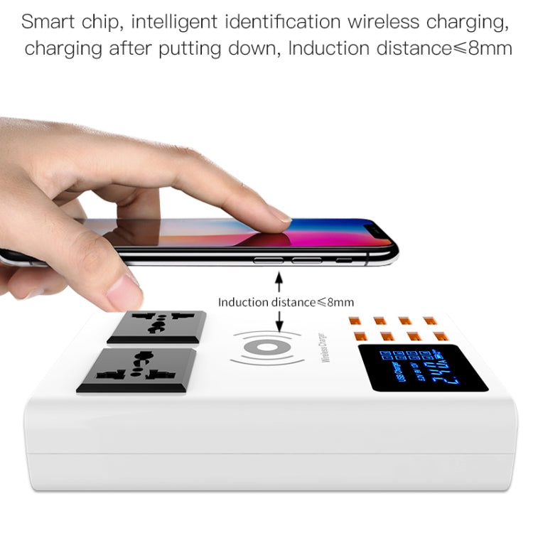 เครื่องชาร์จไร้สาย YC-CDA10W 10W พร้อมพอร์ต USB หลายช่อง แสดงผลดิจิทัลอัจฉริยะ ชาร์จเร็ว ปลั๊ก UK, SAS1048A, SAS1048B, SAS1048C