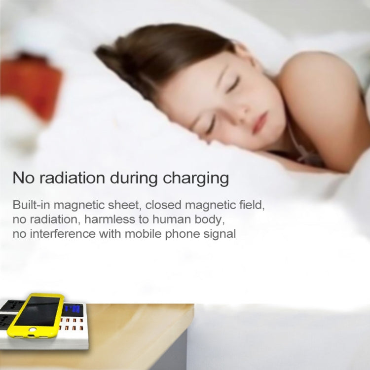 เครื่องชาร์จไร้สาย YC-CDA10W 10W พร้อมพอร์ต USB หลายช่อง แสดงผลดิจิทัลอัจฉริยะ ชาร์จเร็ว ปลั๊ก UK, SAS1048A, SAS1048B, SAS1048C